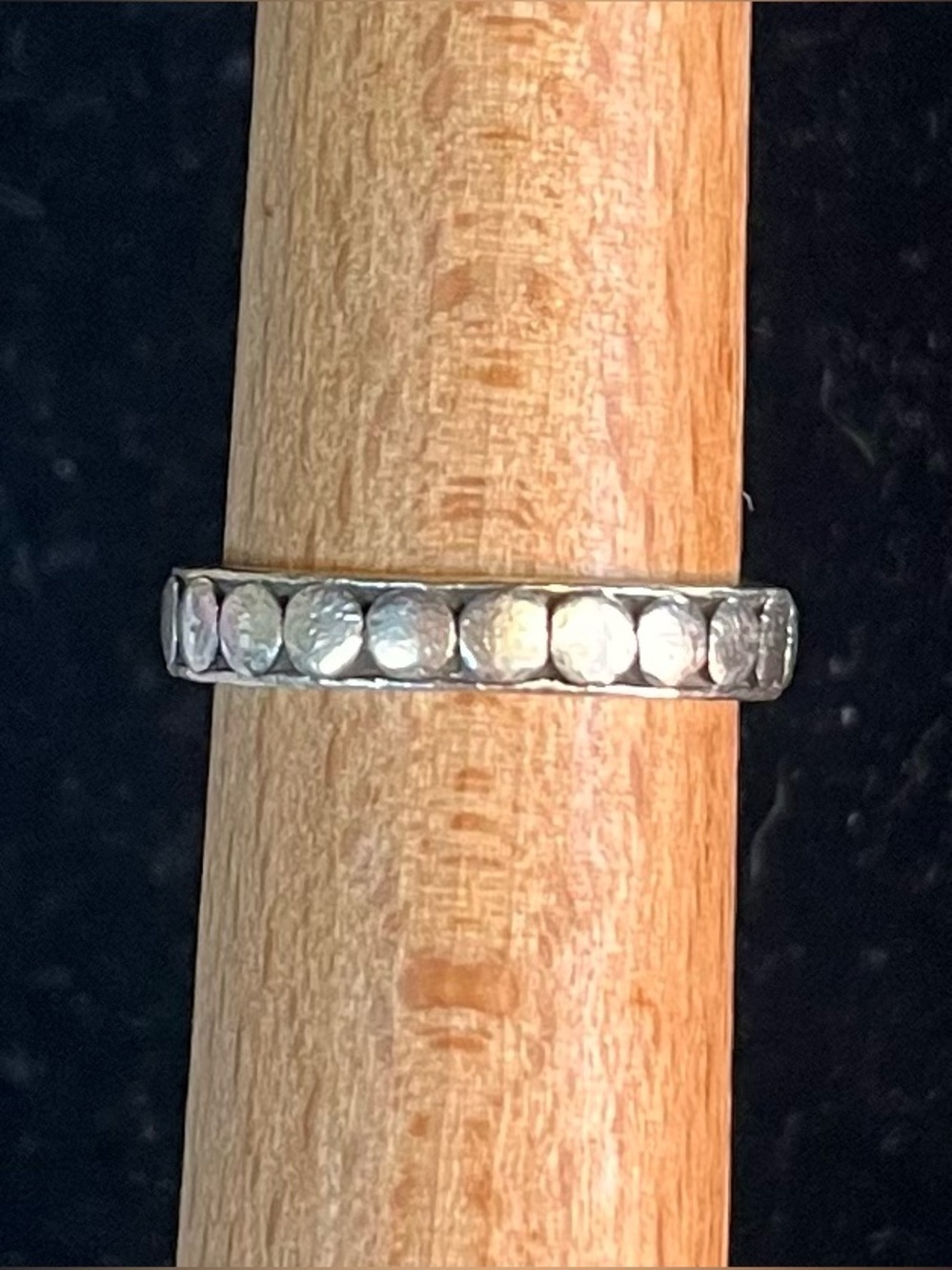 Vintage 925 Sterling Silver Hammered Coin Disc Band Ring | Size 7.5 | Hallmarked